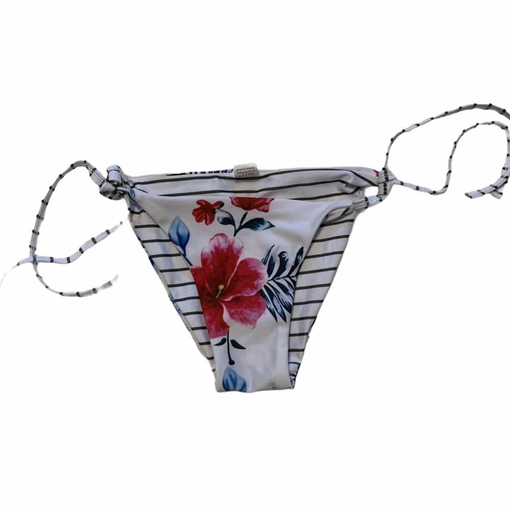 CupShe Floral and Stripes String Bikini Bottoms Sm